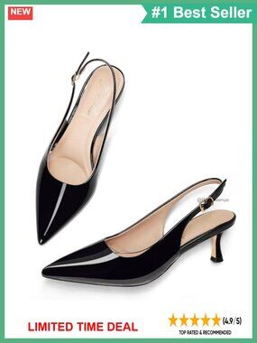 Kitten Heel Slingback Pumps Pointed Toe 2 Inch Heels